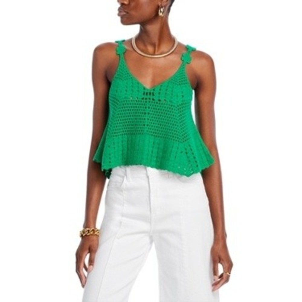 AQUA Cotton Crochet Tank Size Large